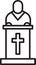 Black line Church pastor preaching icon isolated on white background. Vector Illustration.