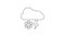 Black line Cloud with snow and lightning icon isolated on white background. Cloud with snowflakes. Single weather icon