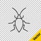 Black line Cockroach icon isolated on transparent background. Vector