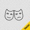 Black line Comedy and tragedy theatrical masks icon isolated on transparent background. Vector Illustration