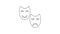 Black line Comedy and tragedy theatrical masks icon isolated on white background. 4K Video motion graphic animation