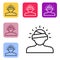 Black line Concussion, headache, dizziness, migraine icon isolated on white background. Set icons in color square