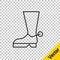 Black line Cowboy boot icon isolated on transparent background. Vector Illustration