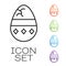 Black line Cracked egg icon isolated on white background. Happy Easter. Set icons colorful. Vector