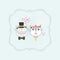 Black line cute happy stylish bride and groom cats couple icons frame