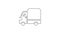 Black line Delivery cargo truck vehicle icon isolated on white background. 4K Video motion graphic animation