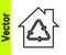 Black line Eco House with recycling symbol icon isolated on white background. Ecology home with recycle arrows. Vector