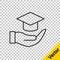 Black line Education grant icon isolated on transparent background. Tuition fee, financial education, budget fund