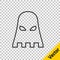 Black line Executioner mask icon isolated on transparent background. Hangman, torturer, executor, tormentor, butcher