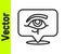 Black line Eye of Horus icon isolated on white background. Ancient Egyptian goddess Wedjet symbol of protection, royal