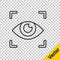 Black line Eye scan icon isolated on transparent background. Scanning eye. Security check symbol. Cyber eye sign. Vector