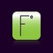 Black line Fahrenheit icon isolated on black background. Green square button. Vector Illustration