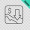 Black line Financial growth decrease icon isolated on transparent background. Increasing revenue. Vector