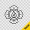 Black line Firefighter icon isolated on transparent background. Vector