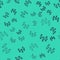 Black line Fishes icon isolated seamless pattern on green background. Vector.