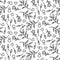Black line floral 8 March seamless vector pattern.