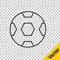 Black line Football ball icon isolated on transparent background. Soccer ball. Sport equipment. Vector