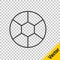 Black line Football ball icon isolated on transparent background. Soccer ball. Sport equipment. Vector Illustration