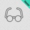 Black line Glasses icon isolated on transparent background. Eyeglass frame symbol. Vector