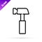 Black line Hammer icon isolated on white background. Tool for repair. Vector