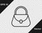 Black line Handbag icon isolated on transparent background. Female handbag sign. Glamour casual baggage symbol. Vector