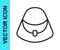 Black line Handbag icon isolated on white background. Female handbag sign. Glamour casual baggage symbol. Vector
