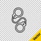 Black line Handcuffs icon isolated on transparent background. Vector