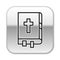Black line Holy bible book icon isolated on white background. Silver square button. Vector Illustration