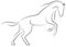 Black line horse on white background. Running horse sketch style