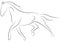 Black line horse on white background. Running horse sketch style. Vector graphic icon animal