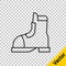 Black line Hunter boots icon isolated on transparent background. Vector