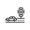 Black line icon for Across, traffic signal and guidance