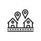 Black line icon for Addresses, house and area