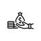 Black line icon for Advances, money and give