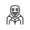 Black line icon for Anonymous, unnamed and nameless