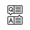 Black line icon for Answers, reply and query