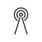 Black line icon for Antenna, satellite and tower