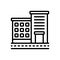 Black line icon for Apartment, accommodations and building