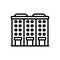 Black line icon for Apartment, accommodations and building