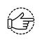 Black line icon for Aside, finger and pointing