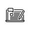 Black line icon for Assign, homework and education