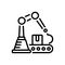 Black line icon for Automated Robotic Arm, manufacturing and loader