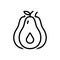 Black line icon for Avocado, fruit and seed
