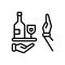 Black line icon for Avoid, avert and alcohol
