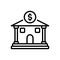 Black line icon for Bank, money dealing and lending