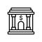 Black line icon for Banking, corporate and building