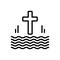 Black line icon for Baptized, christianize and cross