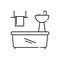 Black line icon for Bathroom appliances, plumbing and towel