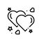 Black line icon for Belongs, heart and romantic