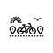 Black line icon for By, bicycle and cycle